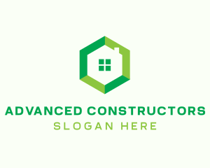 Green Hexagon Home logo design