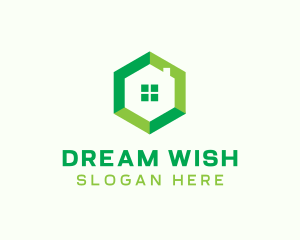 Green Hexagon Home logo design