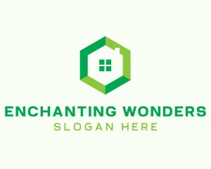 Green Hexagon Home logo design