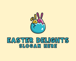 Easter Egg Rabbits  logo design