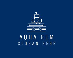 Sailing Ship Boat logo design