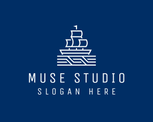 Sailing Ship Boat logo design