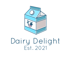 Cow Milk Carton Box logo design