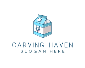 Cow Milk Carton Box logo design