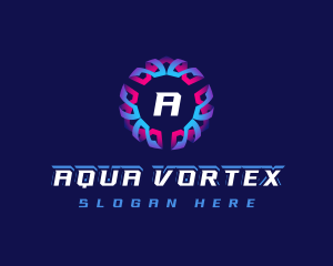 Circular Digital Vortex logo design