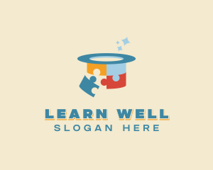 Hat Puzzle Learning logo design