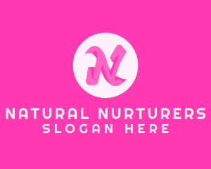 Pink Fashion Letter N logo design