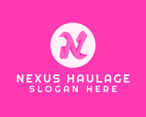 Pink Fashion Letter N logo design