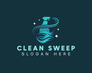 Mop Cleaning Sanitation logo design