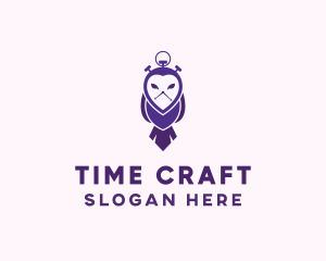 Owl Stopwatch Time logo design