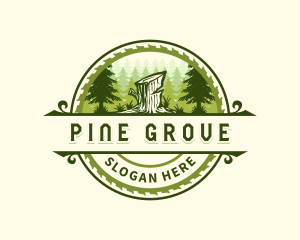 Pine Tree Sawblade Carpentry logo design