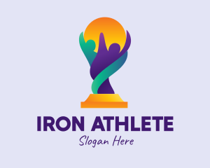 Two People Sports Trophy  logo design