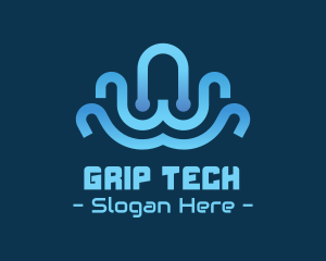 Circuit Blue Octopus Tech logo design