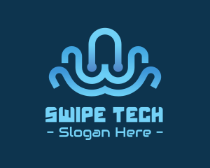 Circuit Blue Octopus Tech logo design