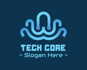 Circuit Blue Octopus Tech logo design