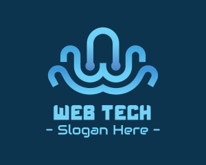 Circuit Blue Octopus Tech logo design