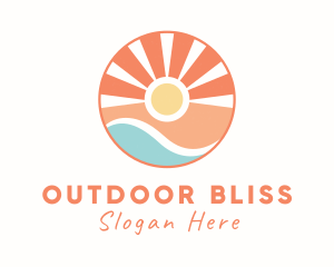 Seashore Beach Sunset logo design