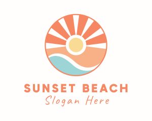 Seashore Beach Sunset logo design