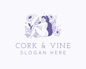 Violet Floral Sexy Woman logo design