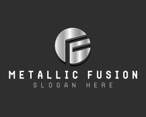 Metallic Business Letter F logo design