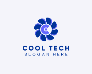 Fan Cooling Letter C logo design