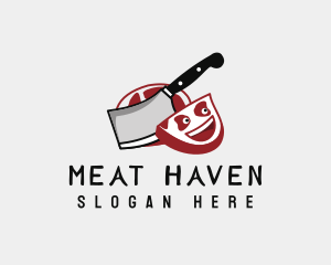 Butcher Knife Meat logo design