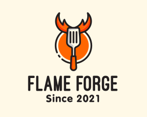 Cooking Spatula Flame logo design