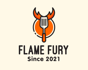 Cooking Spatula Flame logo design