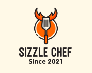 Cooking Spatula Flame logo design