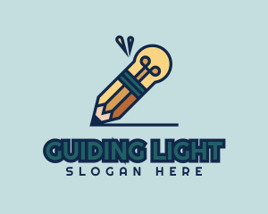 Creative Pencil Light Bulb logo design