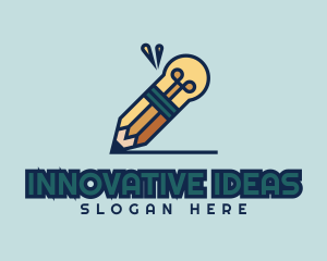 Creative Pencil Light Bulb logo design