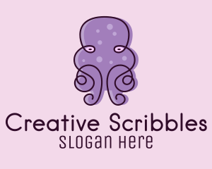 Purple Scribble Octopus  logo design