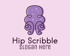 Purple Scribble Octopus  logo design