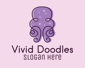 Purple Scribble Octopus  logo design