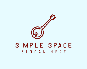 Minimalist Red Banjo logo design