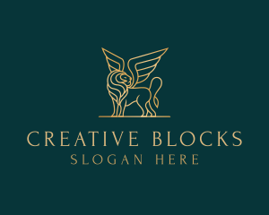 Luxury Winged Lion logo design