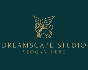 Luxury Winged Lion logo design