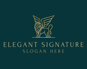 Luxury Winged Lion logo design