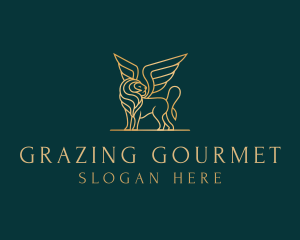 Luxury Winged Lion logo design