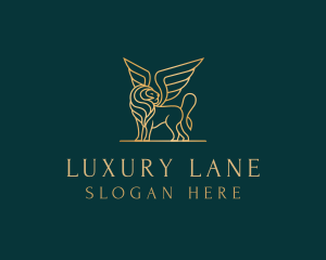 Luxury Winged Lion logo design