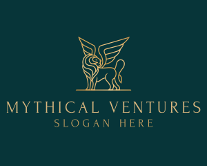 Luxury Winged Lion logo design