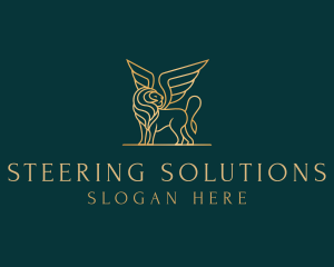 Luxury Winged Lion logo design