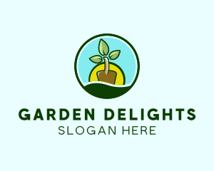 Plant Shovel Gardening logo design