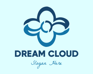 Blue Cloud Flower logo design