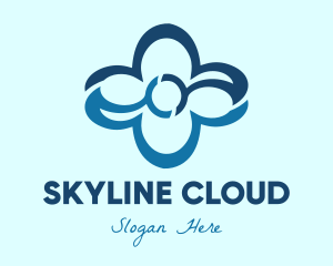 Blue Cloud Flower logo design