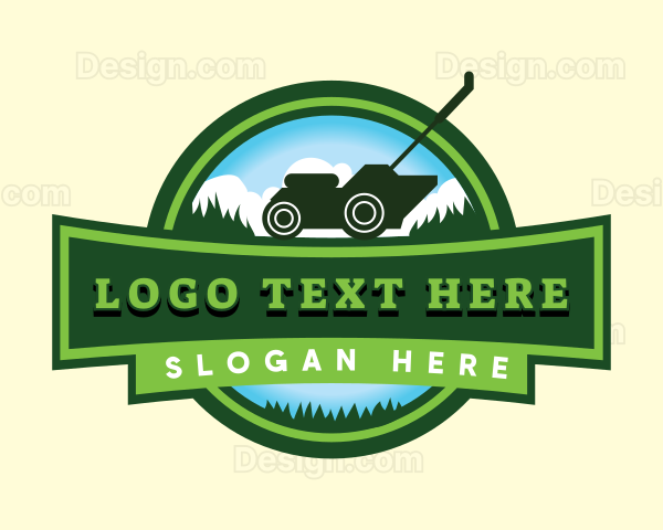 Grass Lawn Mower Garden Logo