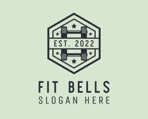 Crossfit Dumbbell Gym Badge logo design