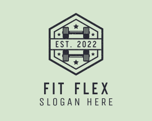 Crossfit Dumbbell Gym Badge logo design