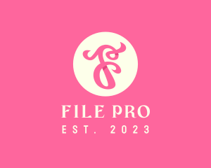 Pink Fancy Letter F logo design