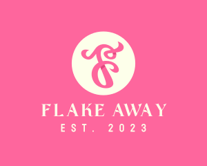 Pink Fancy Letter F logo design